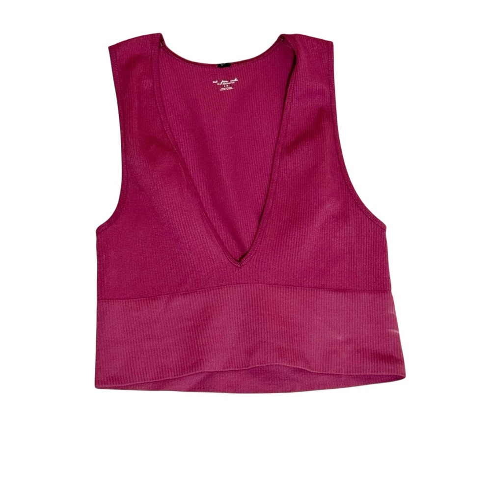 Urban Outfitters Out‎ From Under Seamless Ribbed Deep V-Neck Cropped Top size L